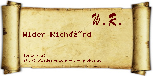Wider Richárd névjegykártya